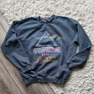 Junk Food Clothing Dark Gray Graphic Crewneck Sweatshirt- Pink Floyd